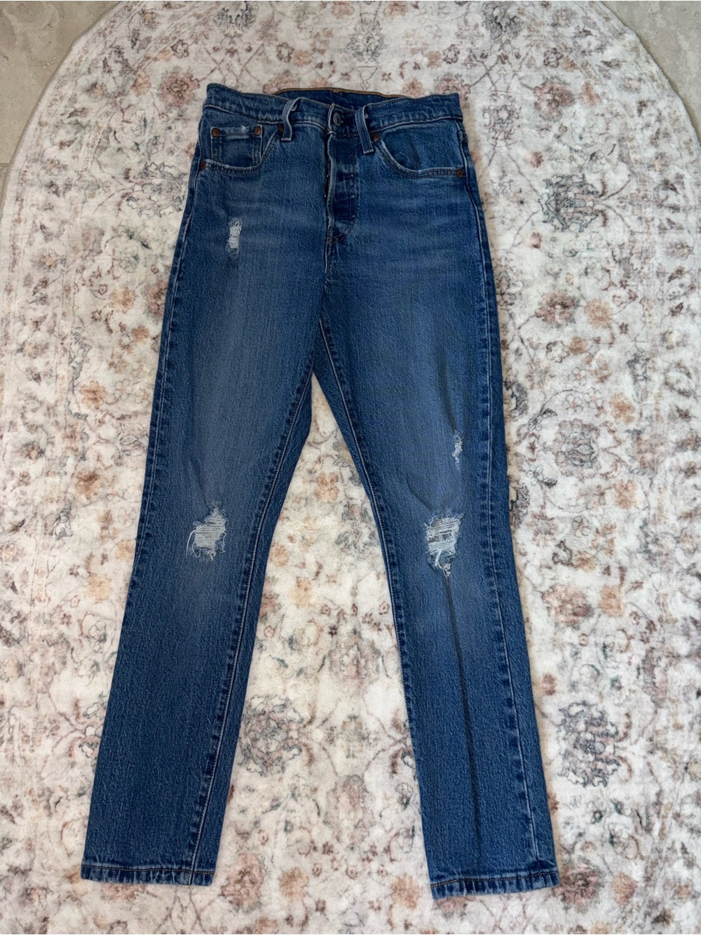 Levi's Women 501 S Distressed Jeans - Picture 2 of 7